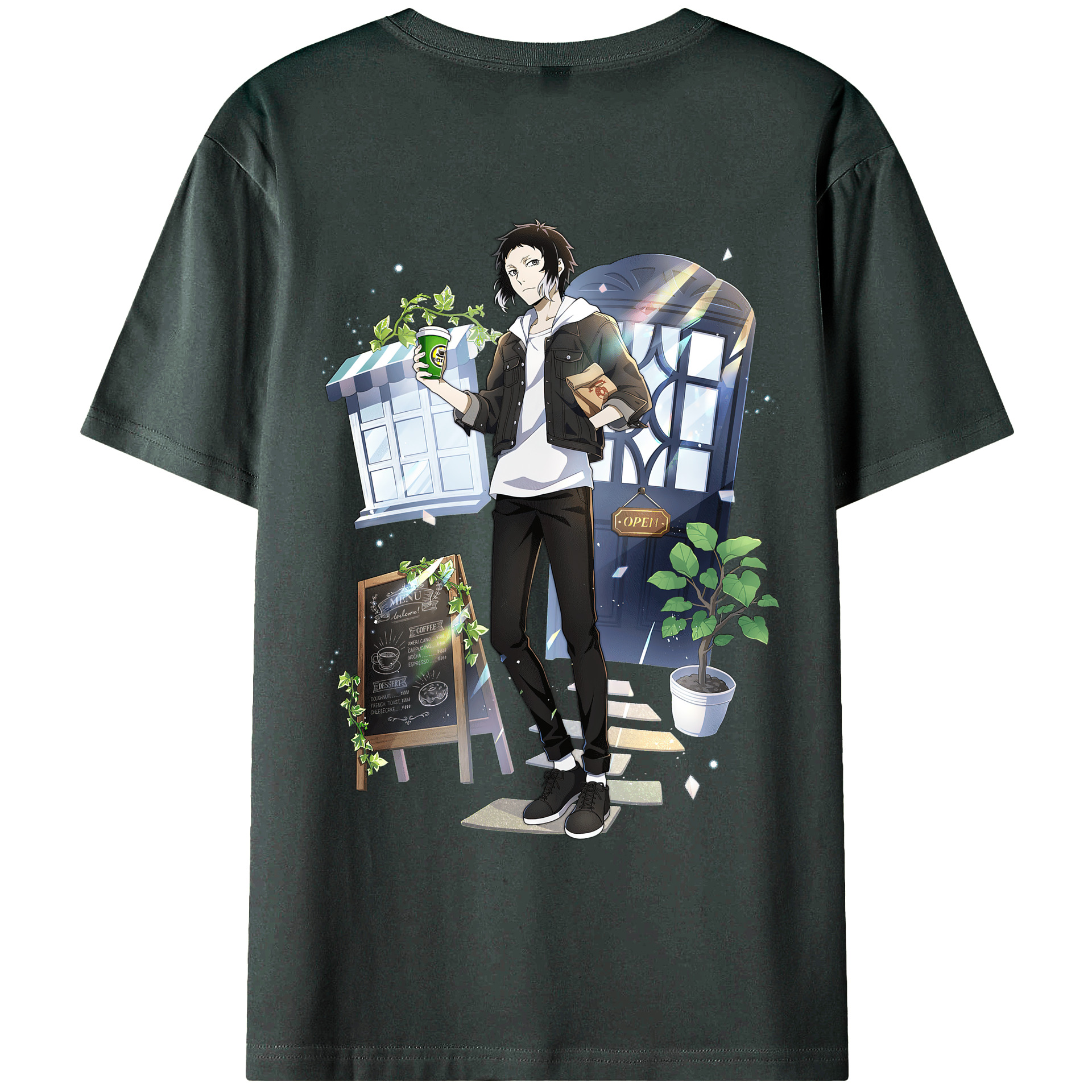 （画像用） 文豪ストレイドッグス Bungo Stray Dogs 綿100％ メンズ半袖Tシャツ（バックプリント） 通気性